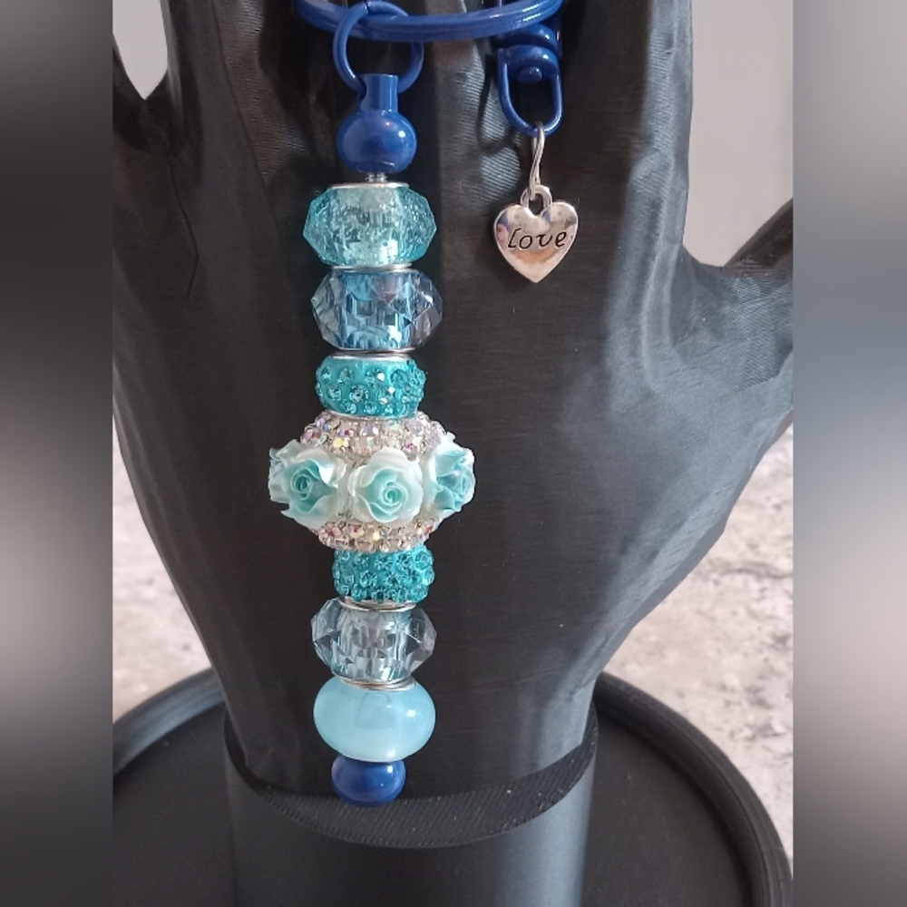 Blue Beaded Keychain/Bag Charm - Picture 5 of 5